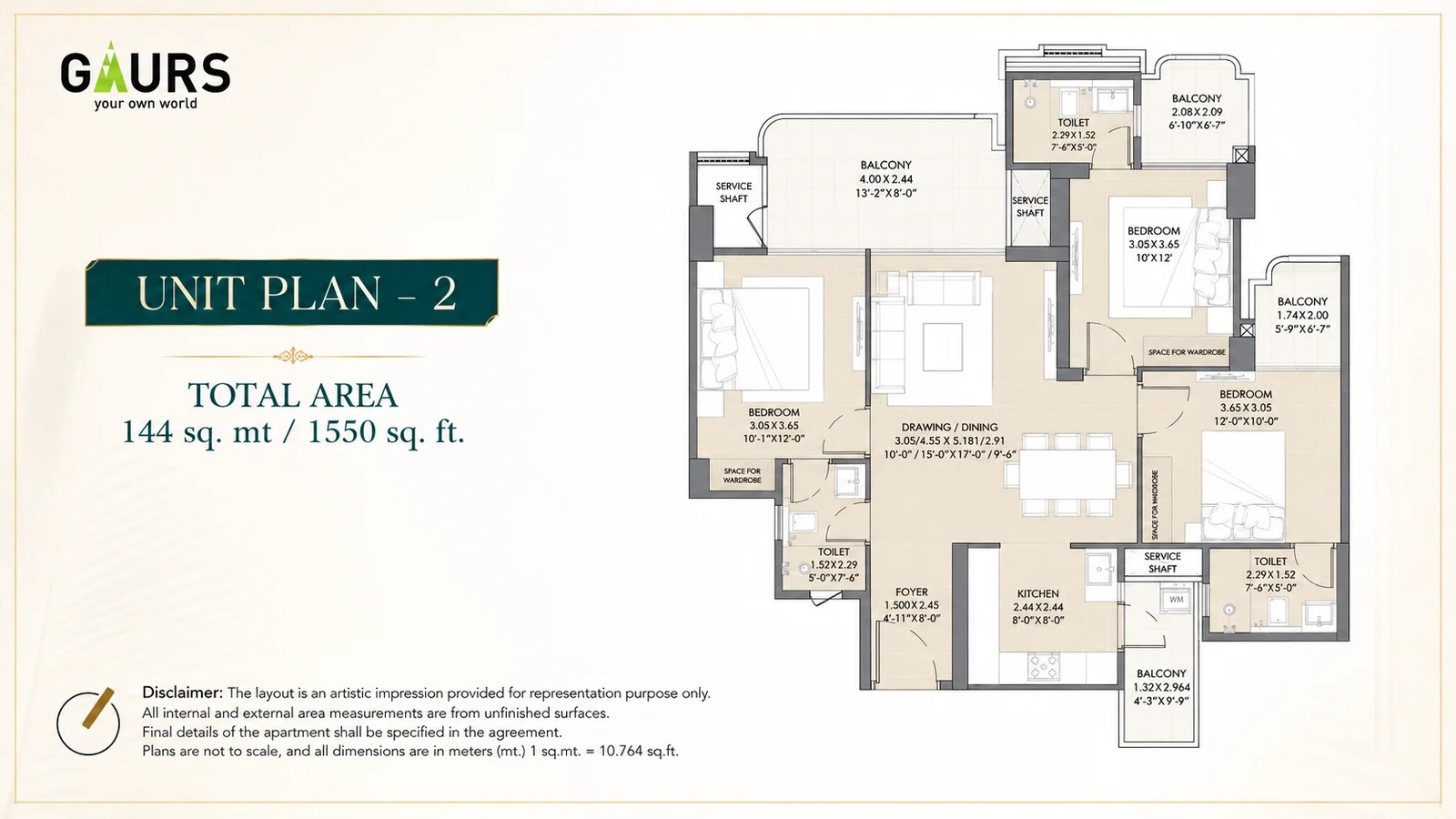 GAUR ALARIS 3 BHK floor plan